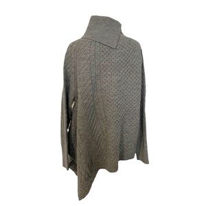 Intrigue NEW Sweater Cowl Neck Long Sleeve Asymmetrical Gray Large Cabin Casual